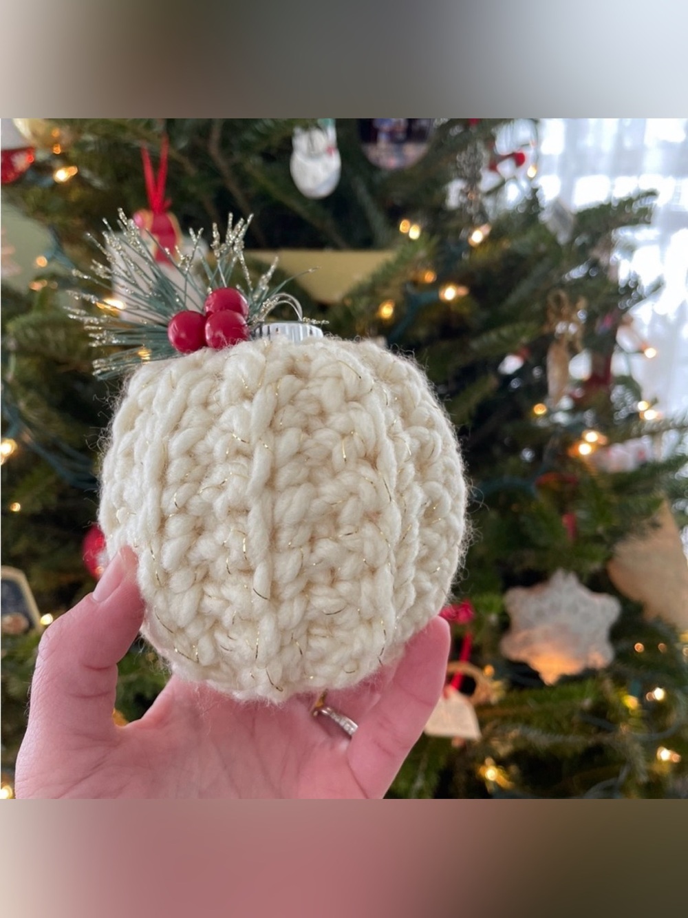 Handcrafted Cream Christmas Ornament - Home Holiday